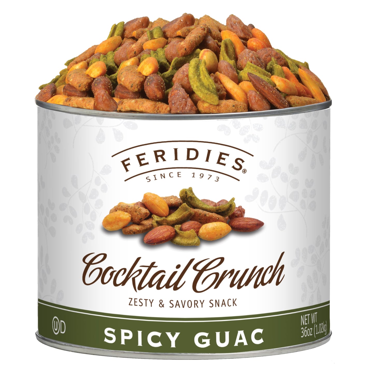 FERIDIES Gourmet Cocktail Crunch Spicy Guac Snack Mix for Adults with Tangy Buffalo and Guacamole Flavors, Premium Virginia Peanuts, Almonds, Sesame