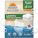 Gull Living Travel Laundry Detergent Sheets Unscented - 10 Loads - Dissolves Quickly, Removes Stains & Odors - For Home and Travel Laundry Sheets