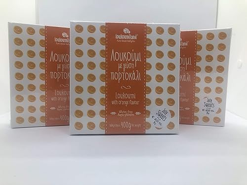 Greek Delights "Loukoumi", Orange flavor, (3 Pack) (400gr Each)