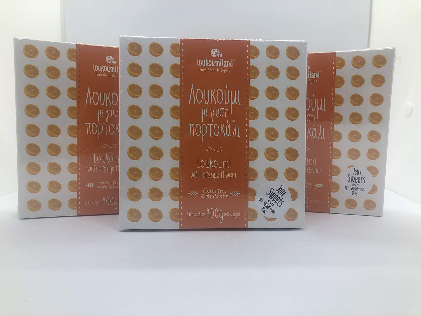 Greek Delights "Loukoumi", Orange flavor, (3 Pack) (400gr Each)