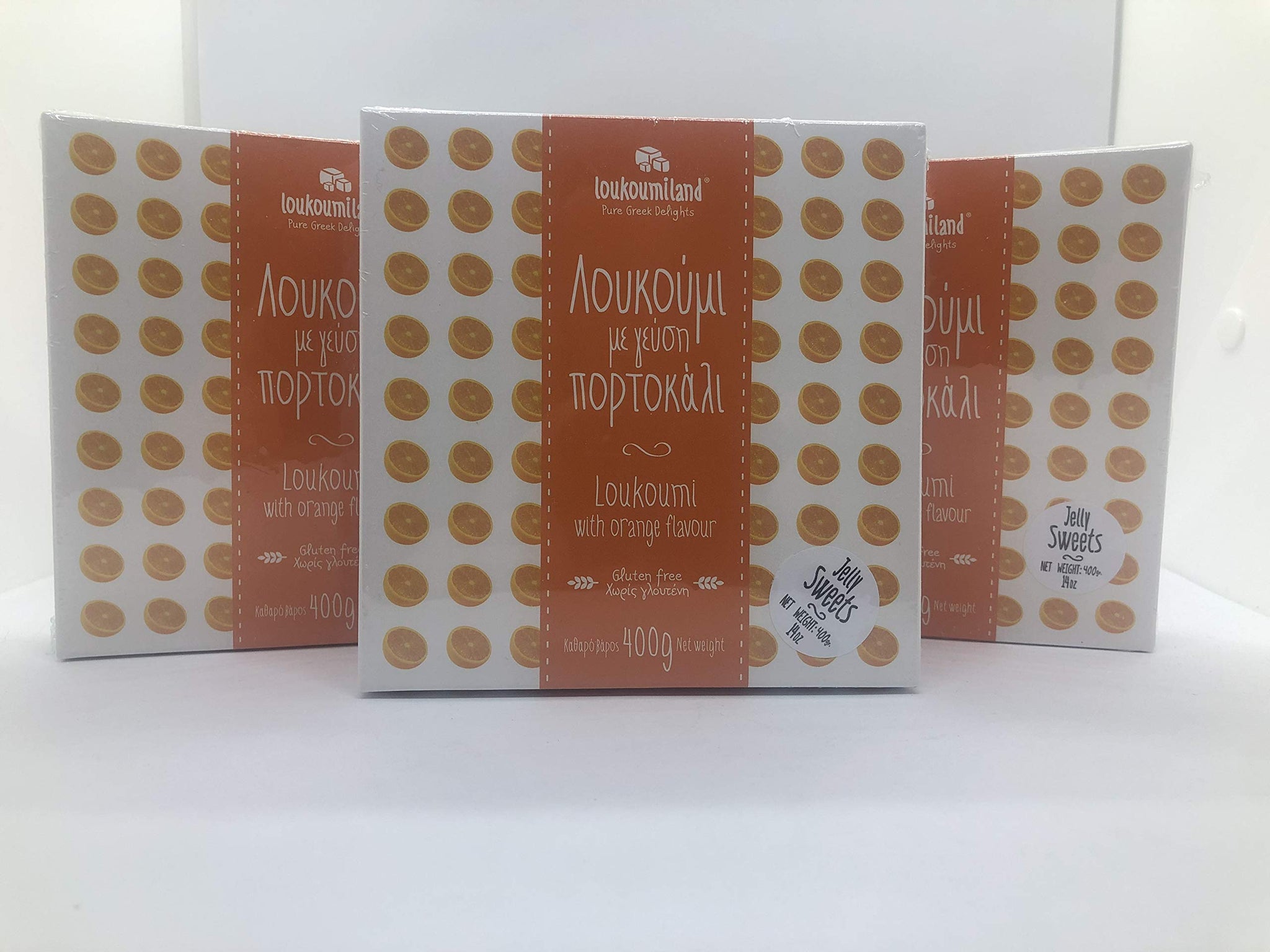 Greek Delights "Loukoumi", Orange flavor, (3 Pack) (400gr Each)