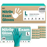 SUP Nitrile Exam Gloves, Powder-Free Latex-Free Food Safe Cooking Cleaning laboratory Disposable Medical Glove, Teal 1000 Ct (Large)