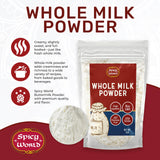 Spicy World Whole Milk Powder 3 LB Bulk Bag - RBST Hormone Free, Made in USA, Non-GMO, Premium Grade - Perfect for Baking, Drinking, and More!