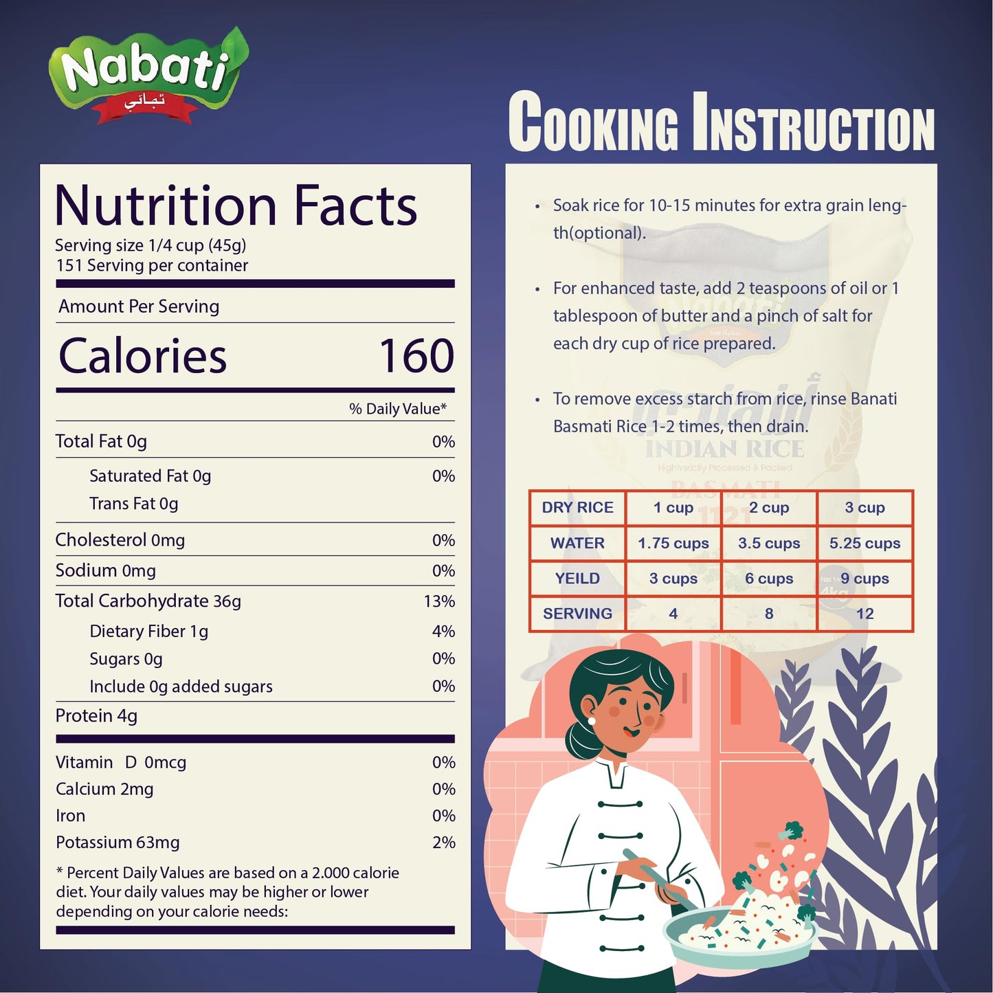 Nabati Pure Basmati 1121 Indian Rice, Premium Aromatic and Authentic Rice, Large Resealable Bag, 10 Pound Bag, White