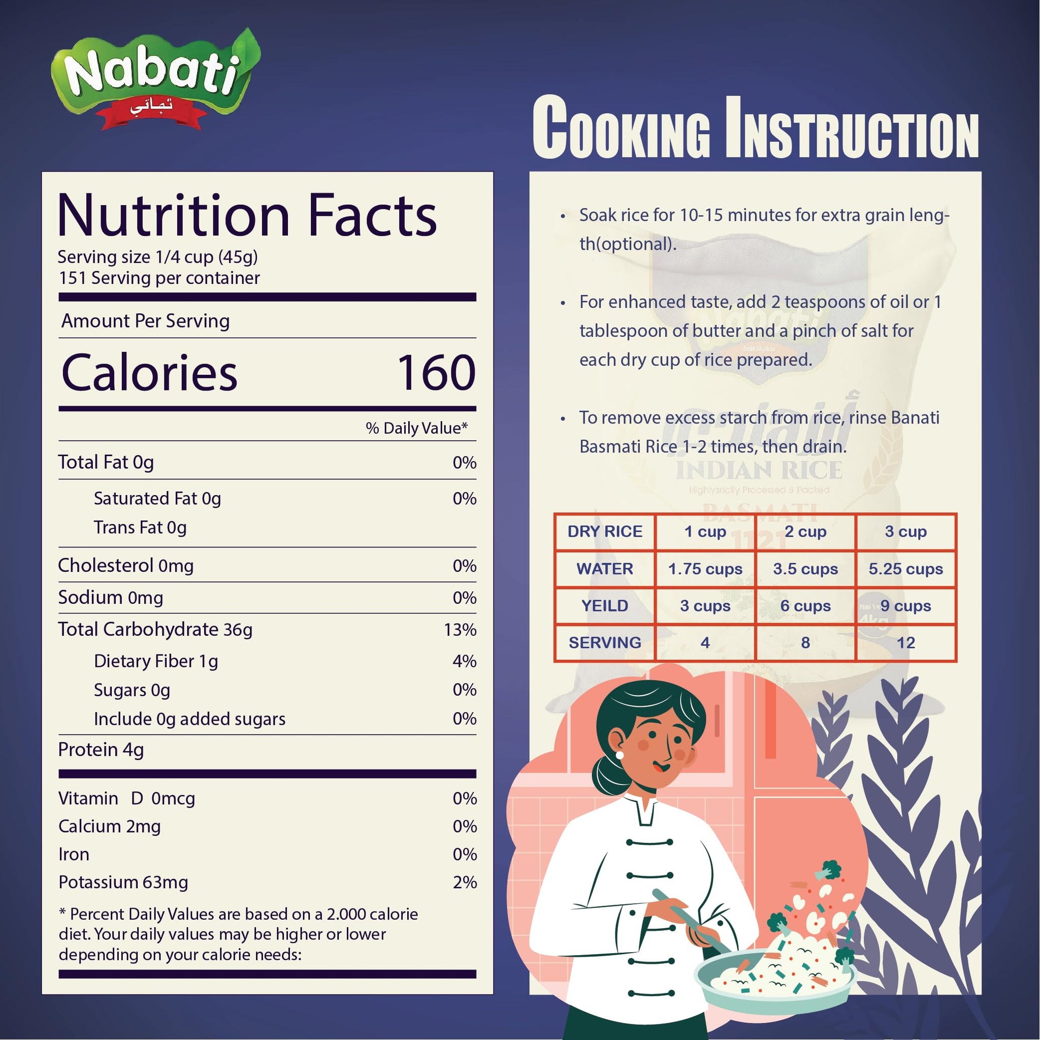 Nabati Pure Basmati 1121 Indian Rice, Premium Aromatic and Authentic Rice, Large Resealable Bag, 10 Pound Bag, White