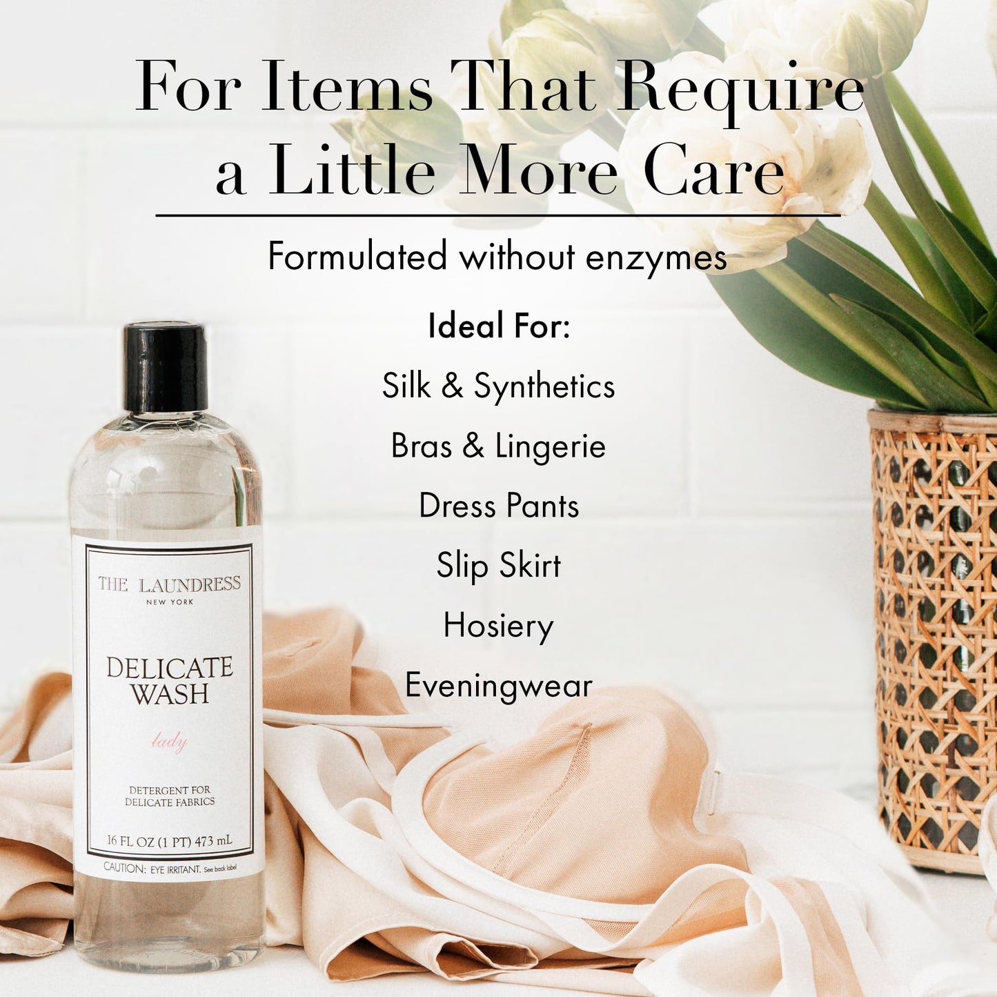 The Laundress Delicate Wash Luxury Liquid Laundry Detergent, 31 Loads, Concentrated Washing Detergent, Lady Scent, Enzyme-Free Hand or Machine Wash