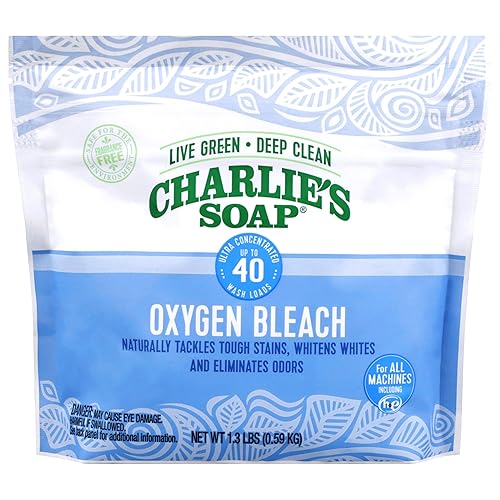 Charlie's Soap Oxygen Powered Bleach Powder, Color Bleach For Clothes, Safe Bleach for White Clothes, An Unscented Fragrance Free Non Chlorine Bleach