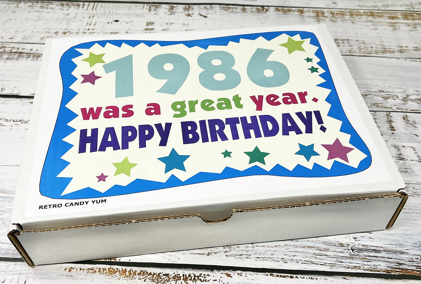 RETRO CANDY YUM ~ 1986 40th Birthday Gift Box of Nostalgic Retro Candy Assortment from Childhood for 40 Year Old Man or Woman Born 1986
