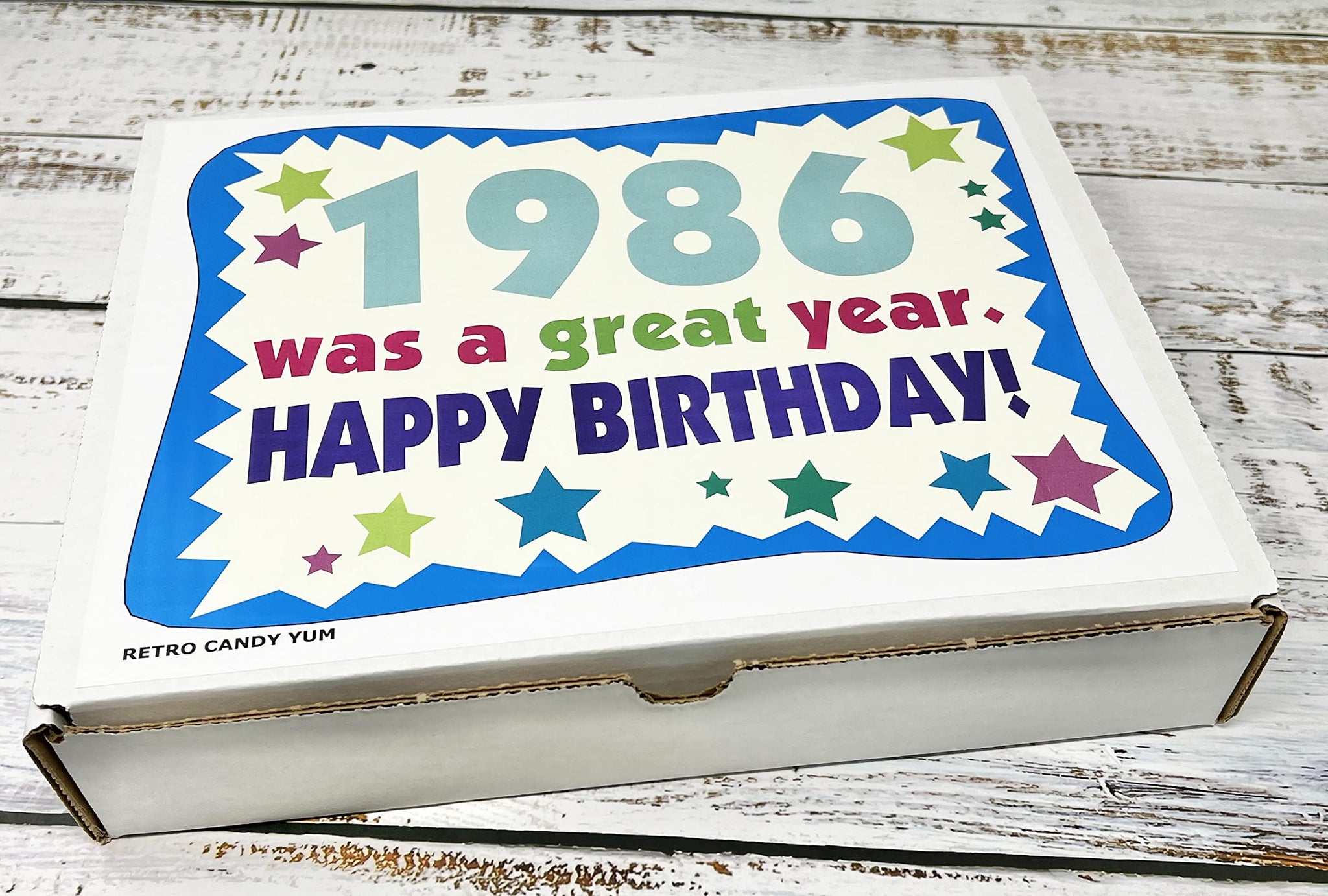 RETRO CANDY YUM ~ 1986 40th Birthday Gift Box of Nostalgic Retro Candy Assortment from Childhood for 40 Year Old Man or Woman Born 1986