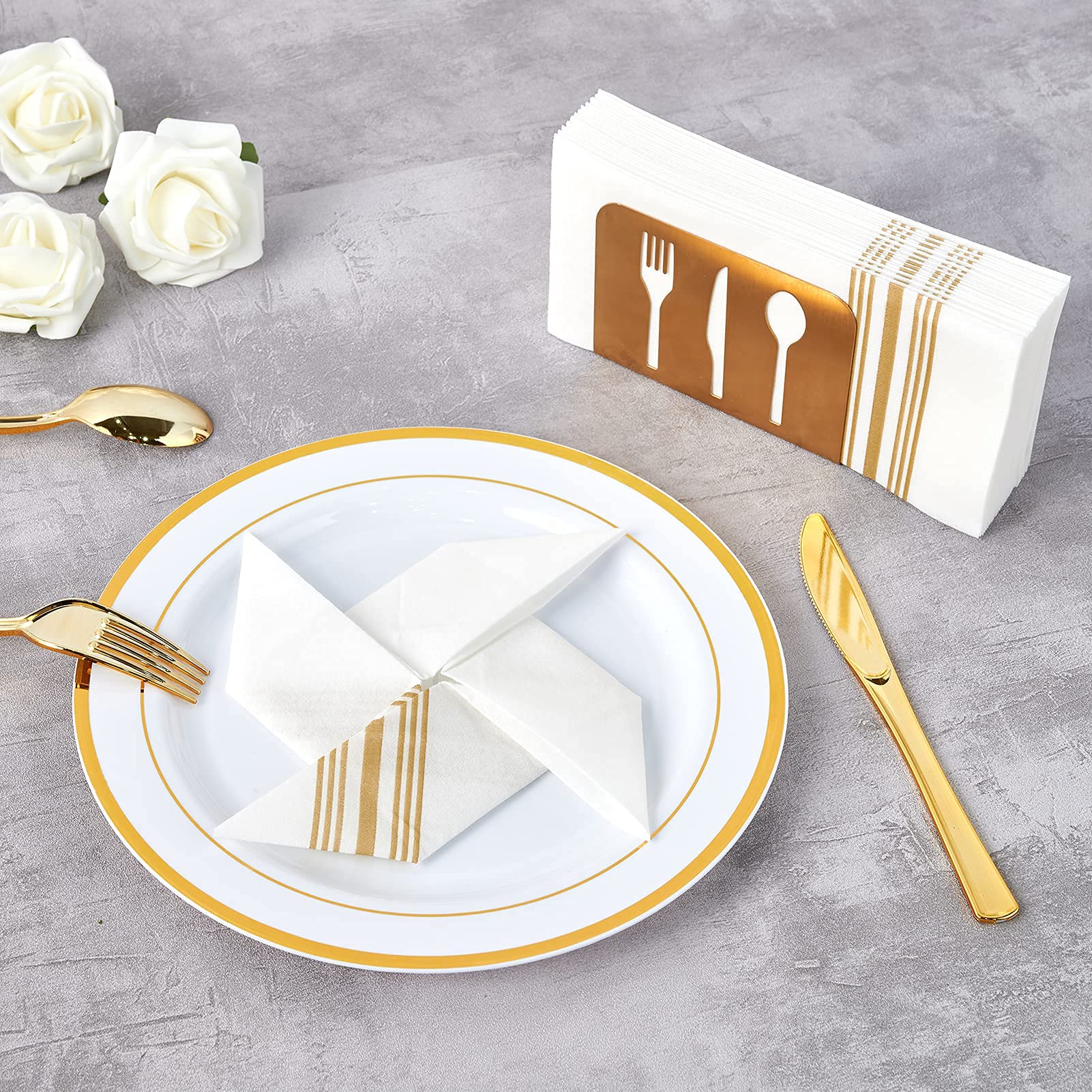Vplus 300 PACK Guest Towels Disposable Bathroom, Decorative Bathroom Napkins Cloth Feel, Soft, and Absorbent Disposable Paper Hand Towel for Dinners