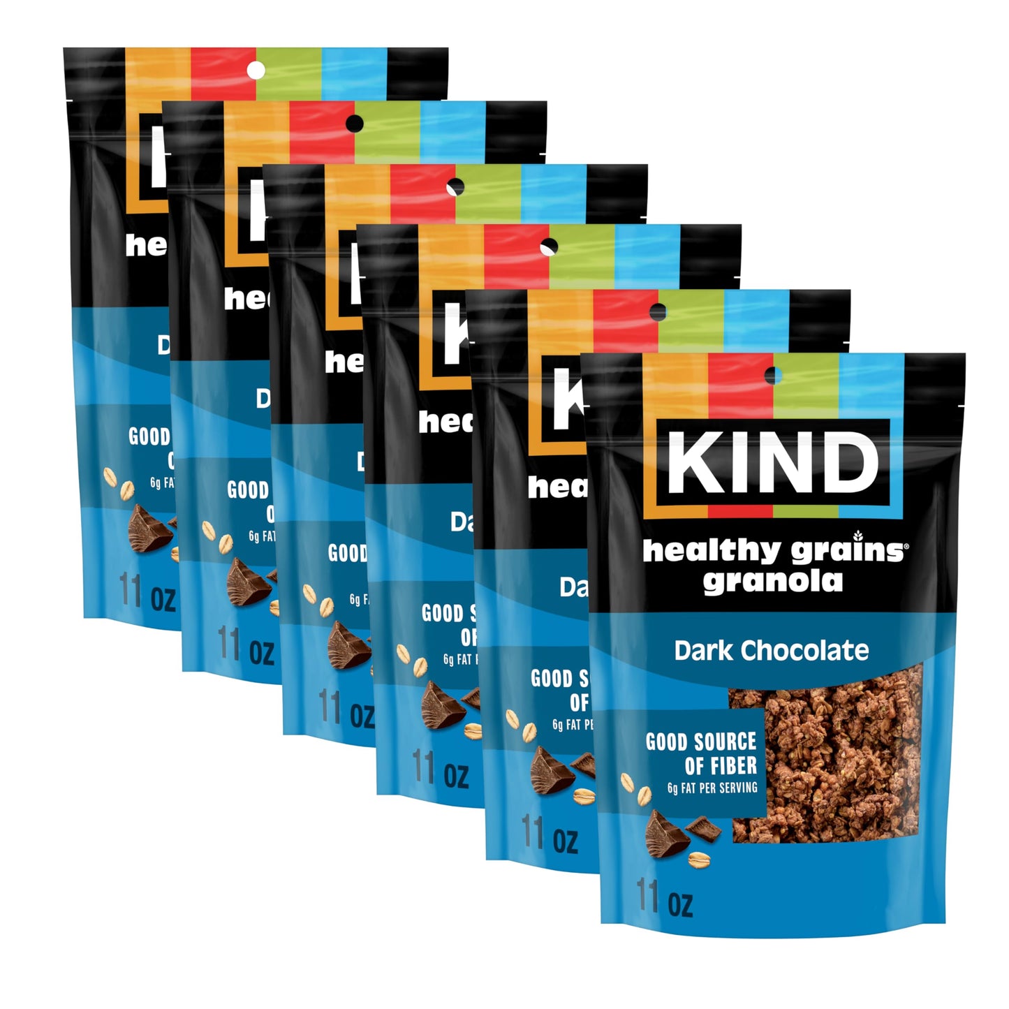 Kind Healthy Grains Granola, Dark Chocolate Clusters, Gluten Free, Healthy Snack Mix, 10g Protein, 11oz, 6 Count