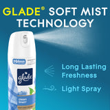Glade Odor Fighting Soft Mist Air Freshener Room Spray, Clean Linen, 7.3oz., 1 count