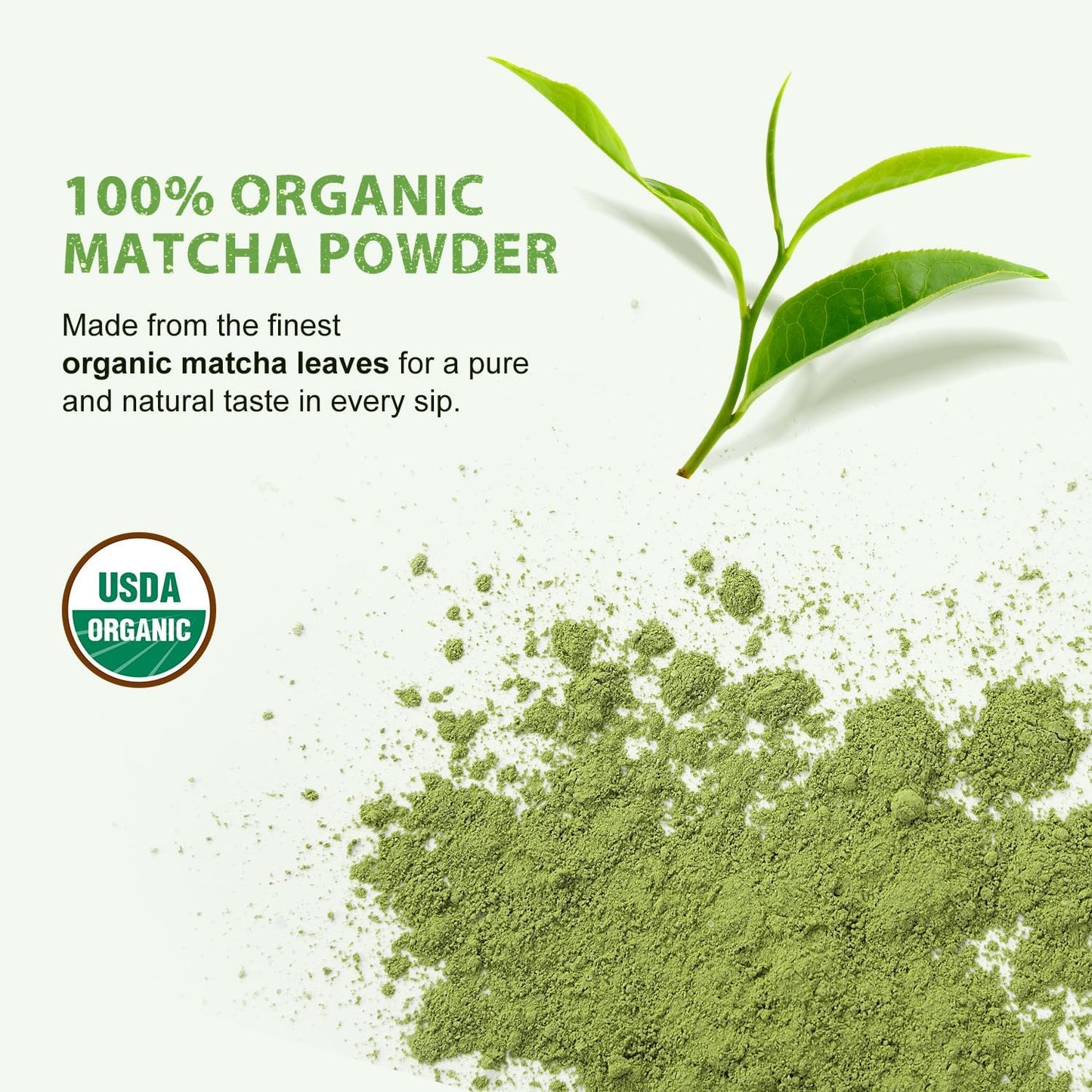 Soeos Organic Matcha Powder, Matcha Green Tea Powder, 2 oz (57g), Antioxidant-Rich Matcha Powder for Lattes, Smoothies and Baking, Recyclable Bags