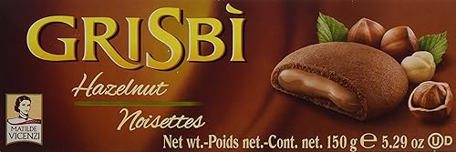 Vicenzi Grisbi Hazelnut Filled Cookies Box, 5.29 Ounce