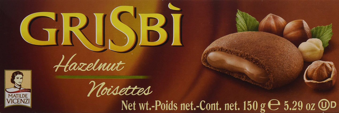 Vicenzi Grisbi Hazelnut Filled Cookies Box, 5.29 Ounce