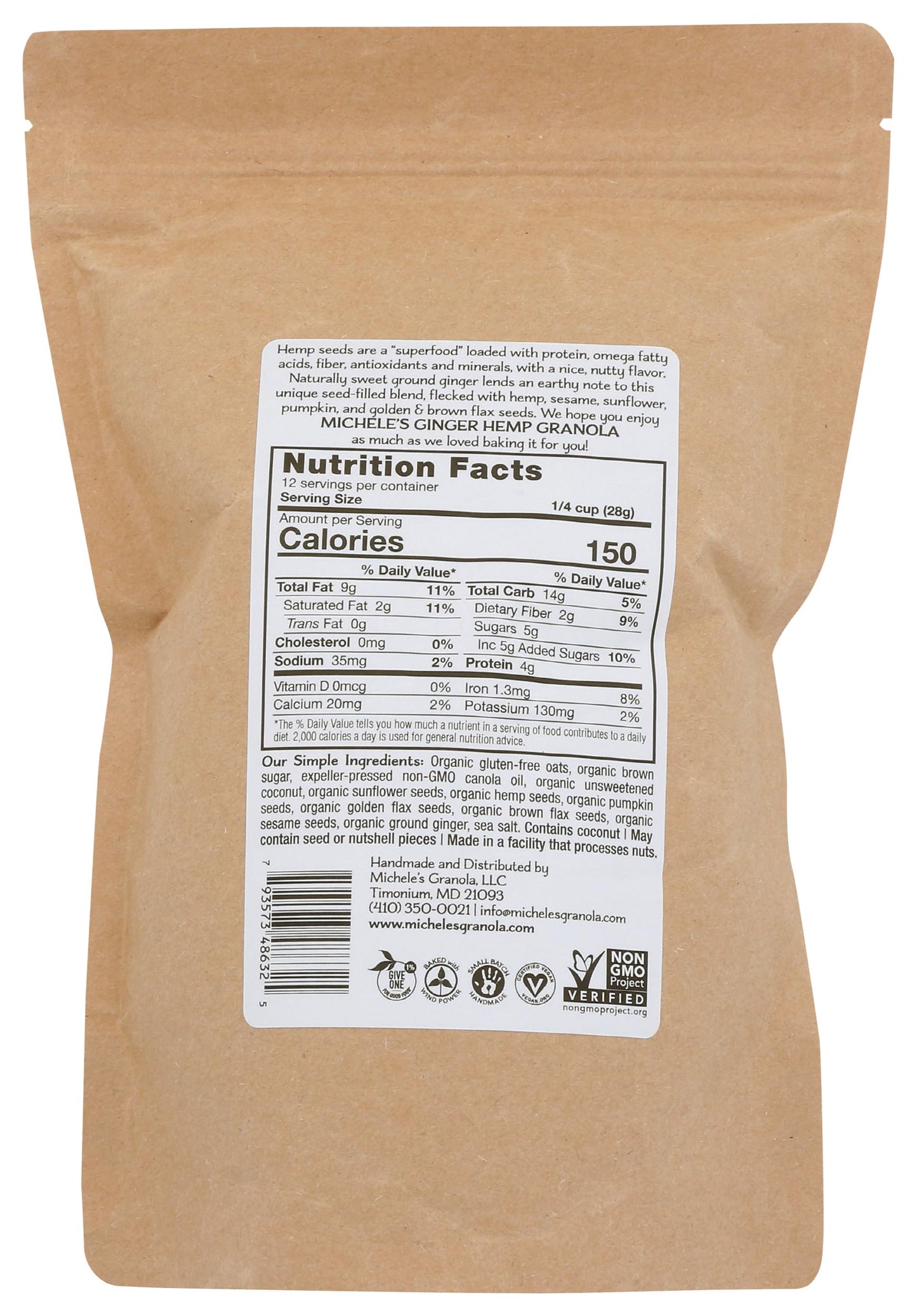 Micheles Granola Granola Ginger Hemp, 12 OZ