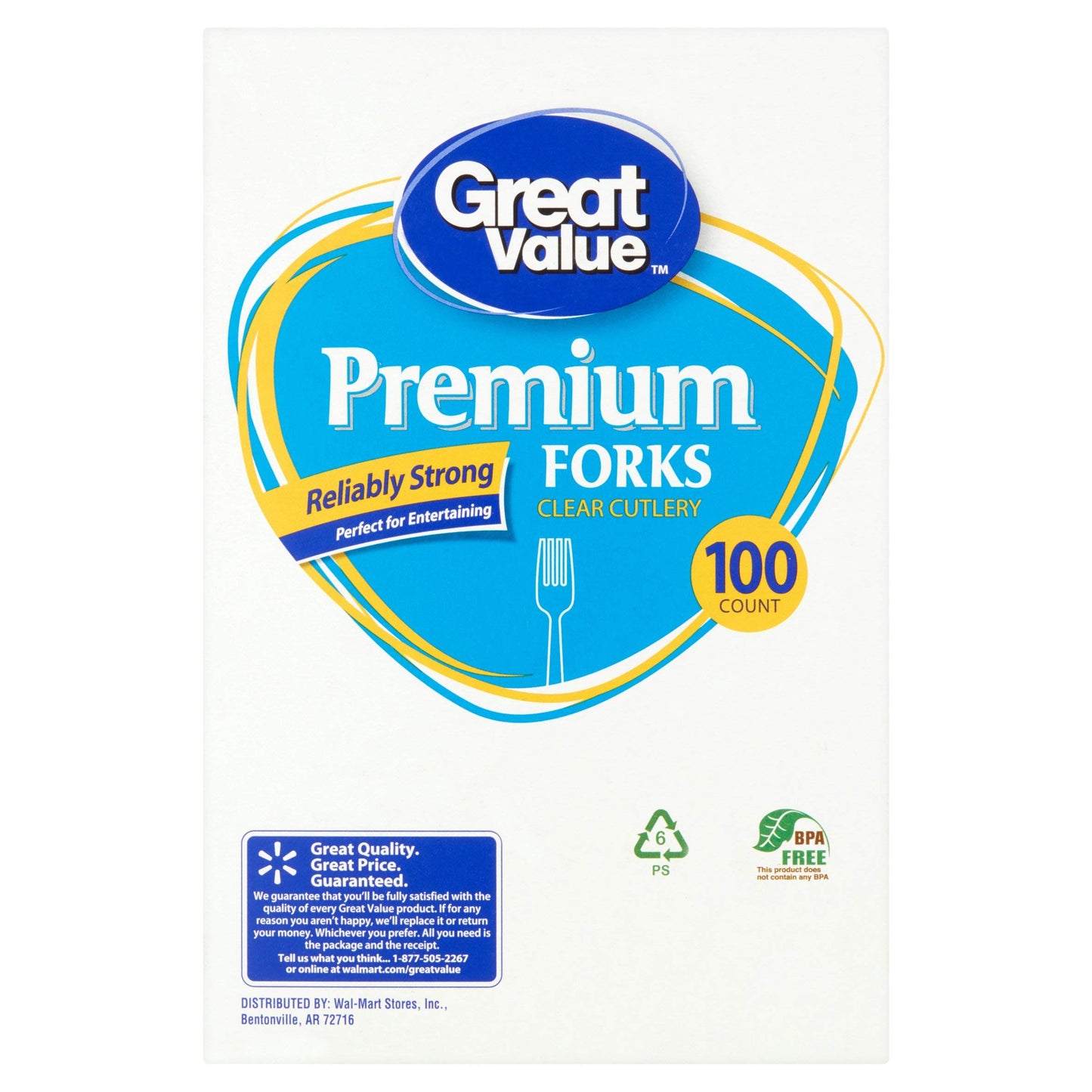 Great Value Pack Premium Disposable Plastic Forks, 100ct (1)