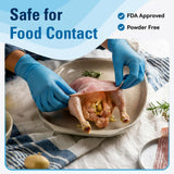 SWIFTLITE Food Safe Disposable Gloves, Blue Nitrile Rubber Gloves, Latex-Free Powder-Free for Food Prep, Cooking, Cleaning (Medium, 100)