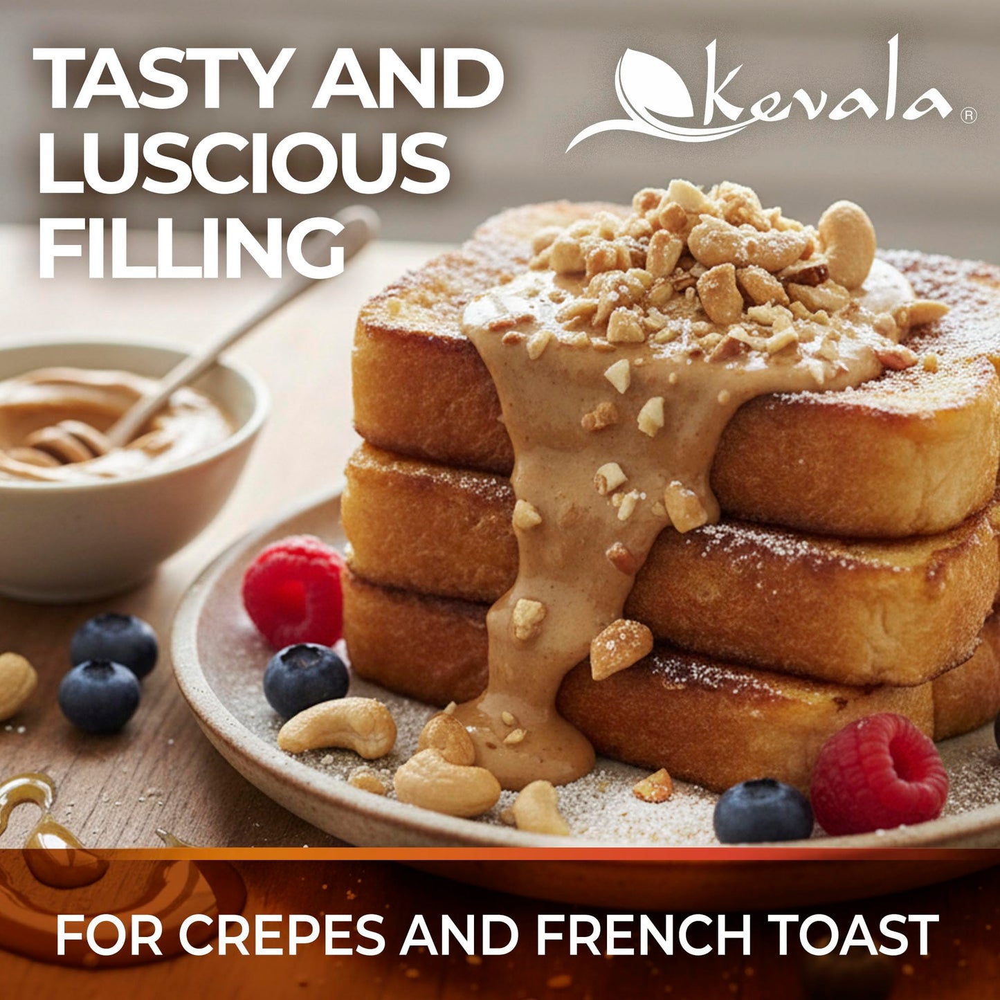 Kevala Cashew Butter - Spreadable Cream for Sandwiches Made with no Additives, Premium Natural Spread for Toast and Pancakes, Nutritious Addition