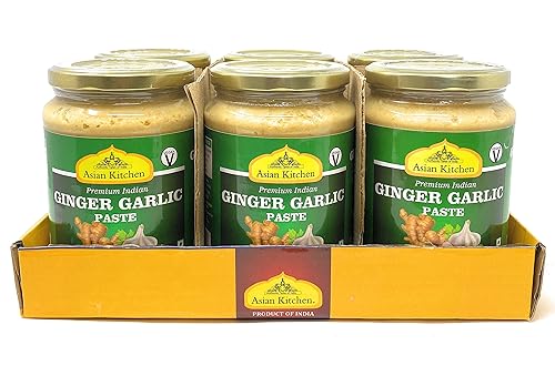 Asian Kitchen Ginger Garlic Cooking Paste 26.5oz (750g) Glass Jar, Pack of 5+1 FREE ~ Vegan | Gluten Free | NON-GMO | No Colors | Indian Origin