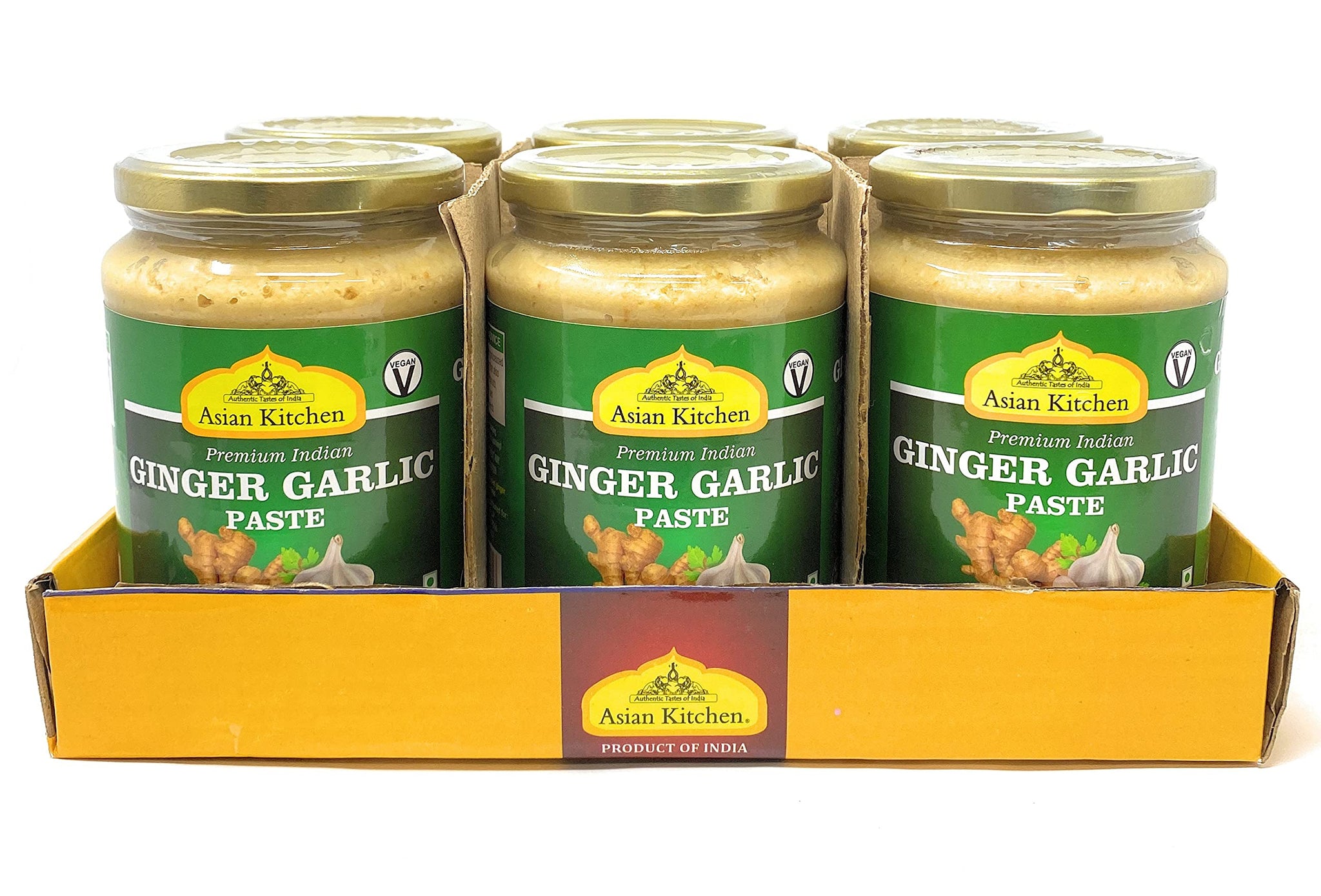 Asian Kitchen Ginger Garlic Cooking Paste 26.5oz (750g) Glass Jar, Pack of 5+1 FREE ~ Vegan | Gluten Free | NON-GMO | No Colors | Indian Origin