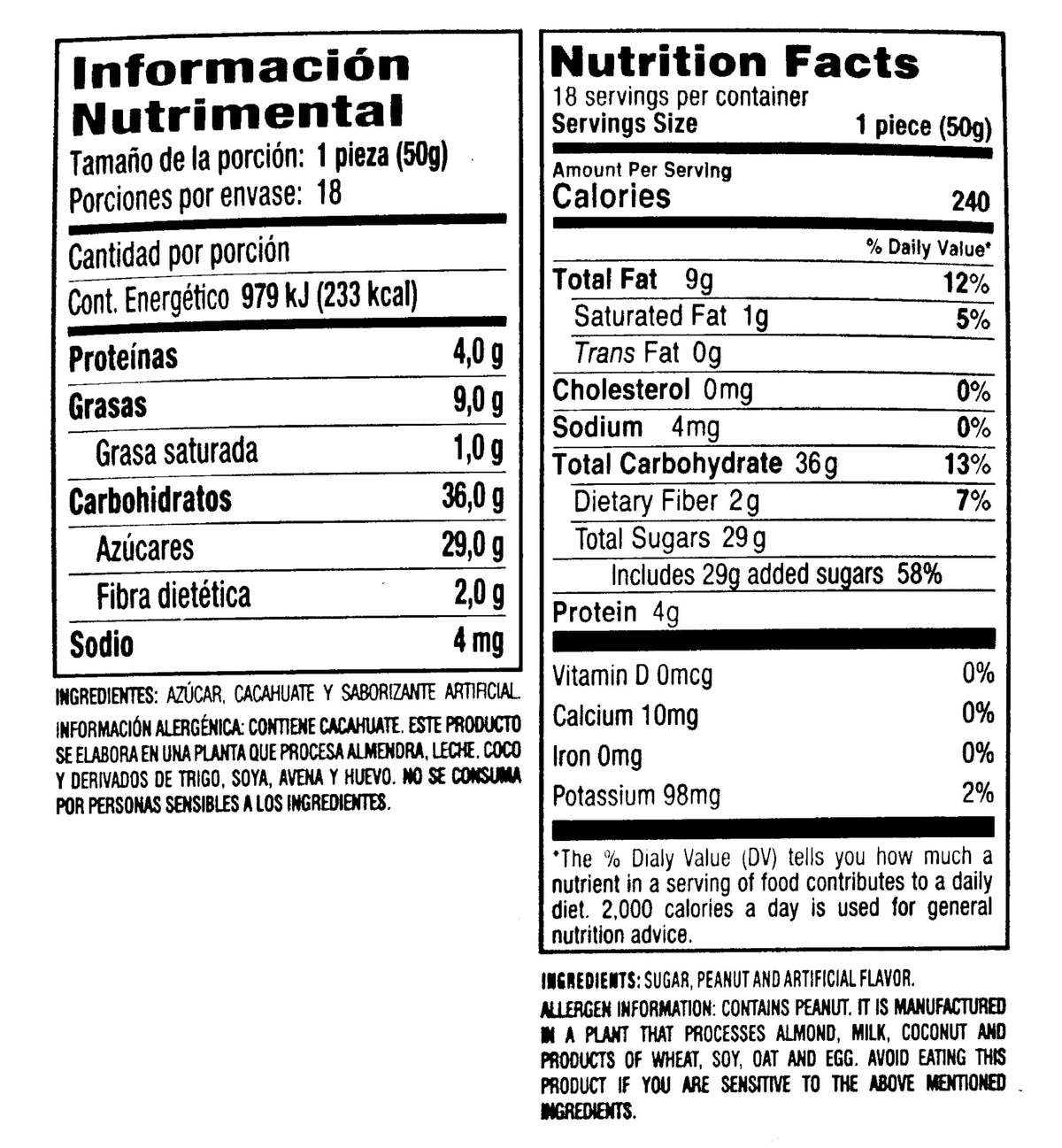 De La Rosa Mazapán Original Peanut Candy, Giant Size, 1.76 oz Each, 18 Pieces. (Pack of 8)