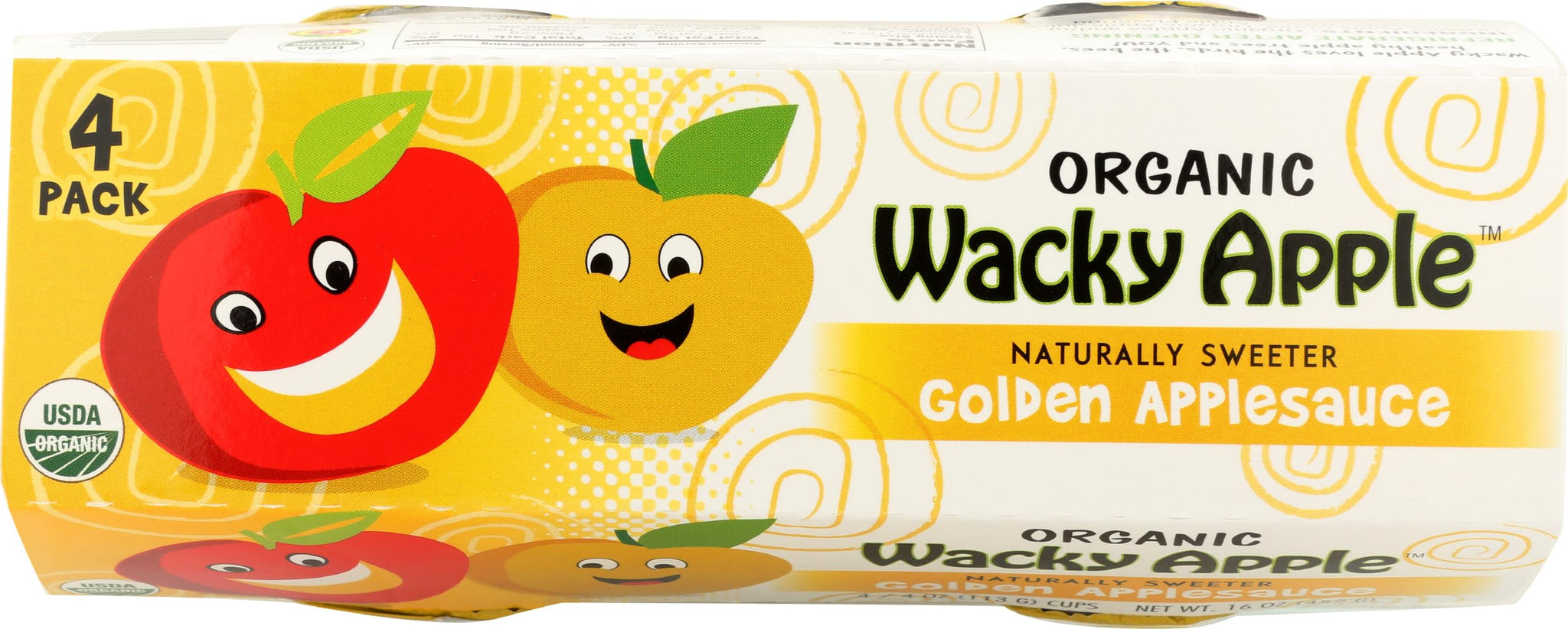Wacky Apple, Applesauce Golden Organic, 4 Ounce, 4 Pack