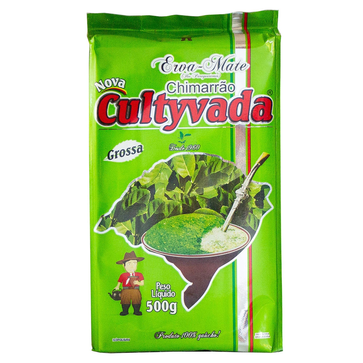 Circle of Drink - Cultyvada Medium Cut (Moida Grossa) Chimarrao Erva Mate - Gourmet - Non-Aged - Super Fresh Green Brazilian Yerba Mate - Vacuum
