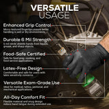 First Glove Volt 6 Mil Black Nitrile Disposable Gloves - 100 Count Large - Food Safe Heavy Duty Gloves for Cooking, Cleaning, Industrial & Food