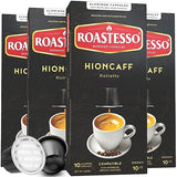 Roastesso Espresso Capsules, Hioncaff, Intensity 10, Compatible with Nespresso Original Machines, High Caffeine, Dark Roast Ristretto, Single Serve