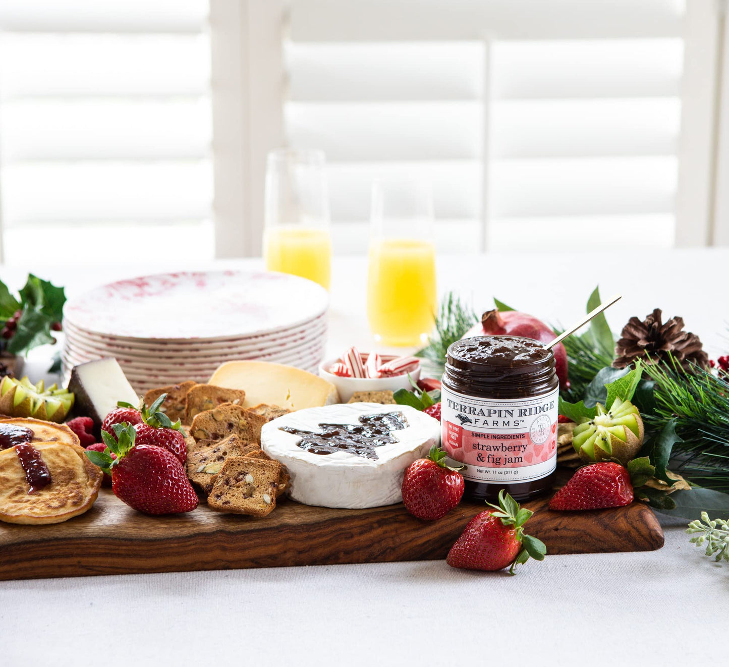 Terrapin Ridge Farms Gourmet Strawberry and Fig Jam - Sweet & Zesty Jam for Cheese, Pork, and More - Gluten Free, Vegan - 11 oz jar
