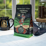 Bones Coffee Company Highland Grog, Butterscotch Caramel Flavored Coffee, Medium Roast Low Acid Arabica Beans Compatible with Auto drip and French