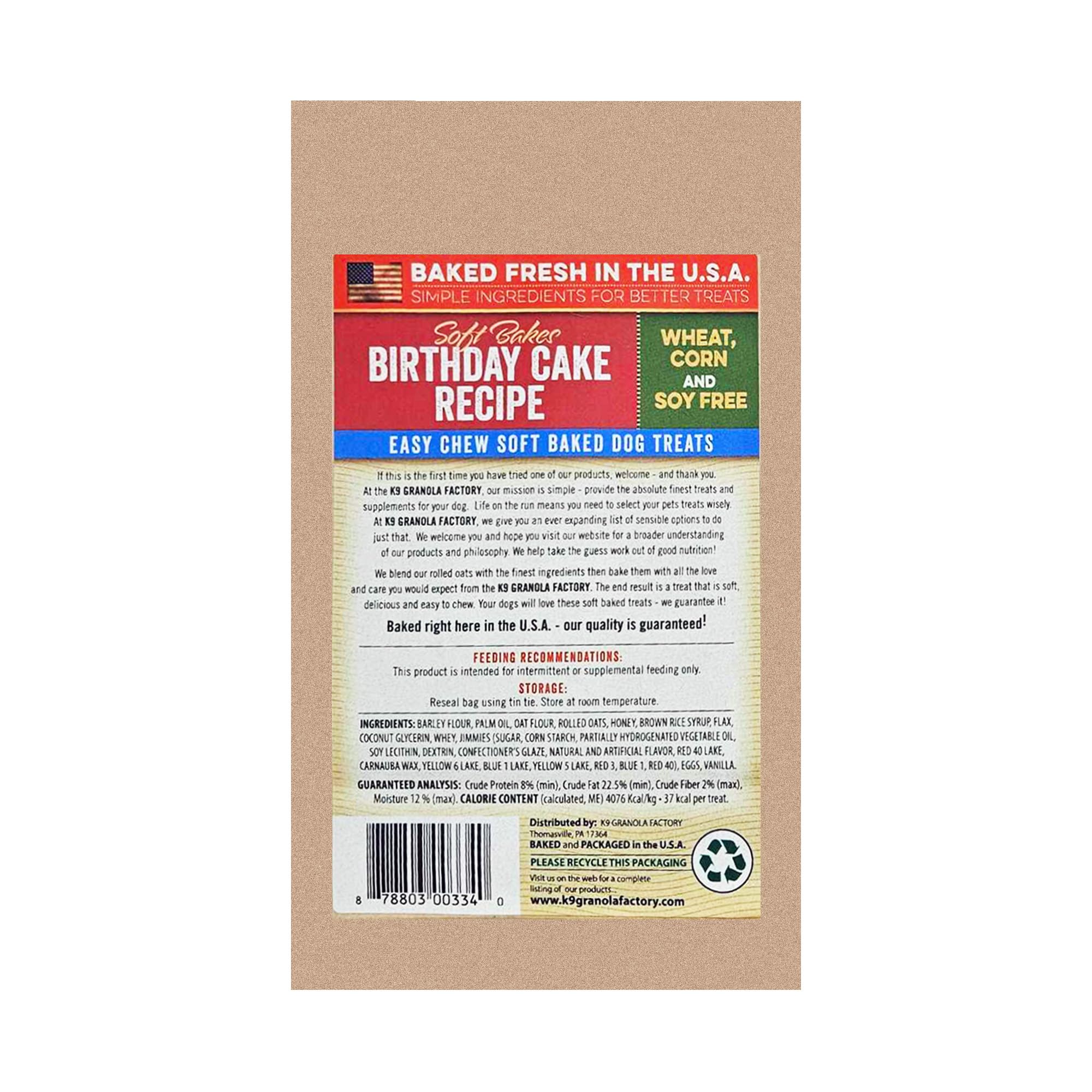 K9 Granola Factory All Natural Soft Bakes Dog Treats, 12 Ounces, Birthday Cake