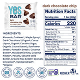 The YES Bar - Dark Chocolate Chip - Plant Based Protein, Decadent Snack Bar - Vegan, Paleo, Gluten Free, Dairy Free, Low Sugar, Healthy Snack