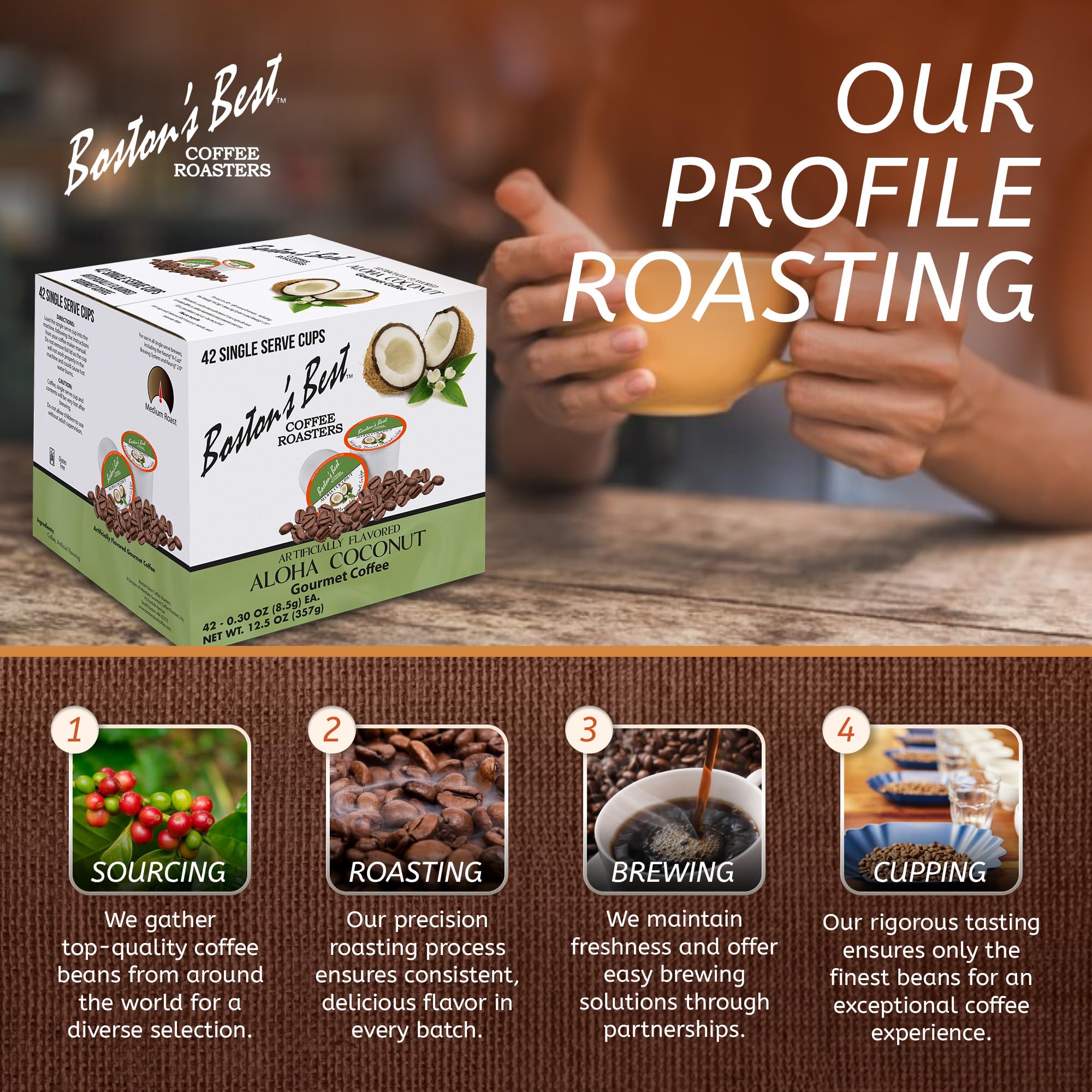 Boston’s Best - Aloha Coconut Flavored Delicious Gourmet Coffee Compatible with Keurig Coffee Maker, 1 Count (42 Single Serve Cups)