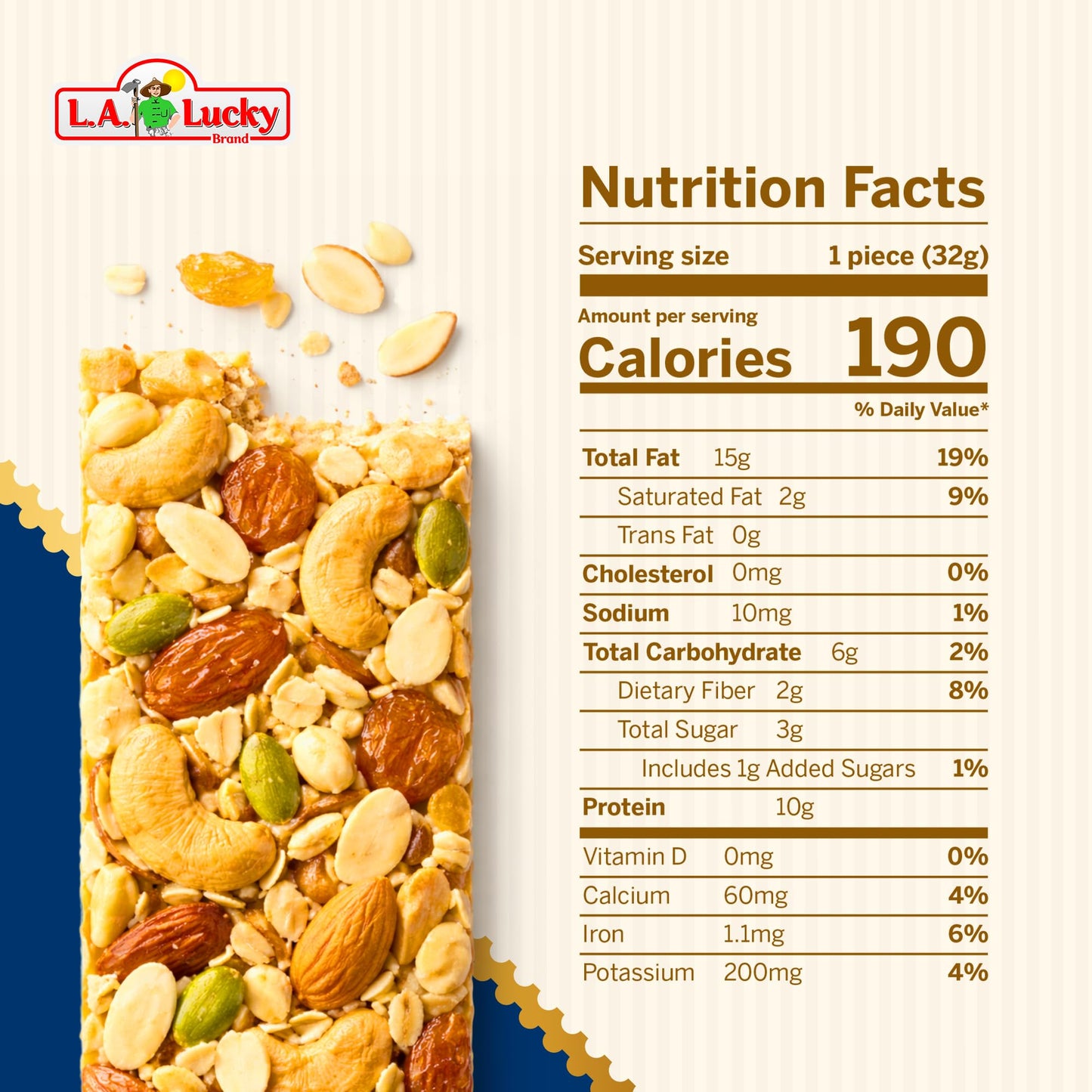 ODEHA Almond Protein Bar - Vegan Snack Bars with Cashews, Raisins & Seeds - MSG Free - Premium Asian Chips - Healthy Snack for Adults and Kids - Pack