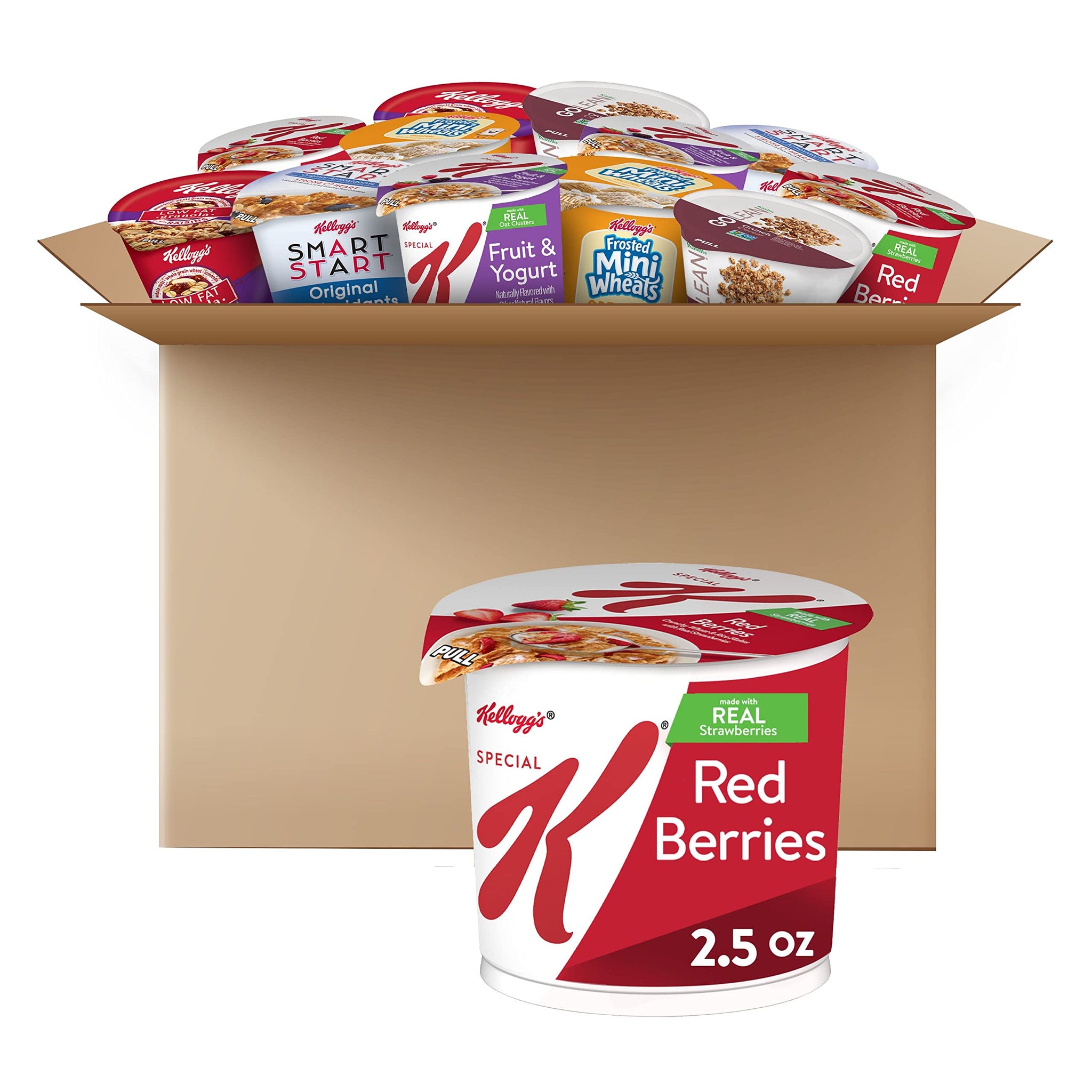 Kellogg's Wellness Assortments Breakfast Cereal in a Cup, Variety, 2.2oz (60 Count)