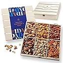 Fathers Day Gift Basket, Nut Gift Basket in Reusable Wooden Crate, Healthy Gift Option, Gourmet Snack Food Box, with Unique Flavors, Great for Dad