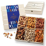 Fathers Day Gift Basket, Nut Gift Basket in Reusable Wooden Crate, Healthy Gift Option, Gourmet Snack Food Box, with Unique Flavors, Great for Dad