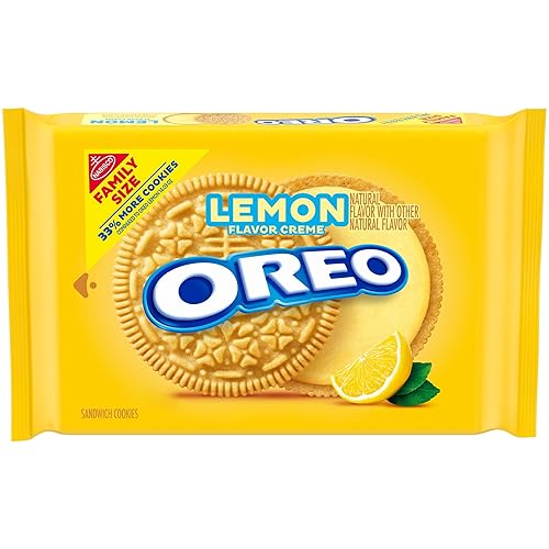 OREO Lemon Creme Sandwich Cookies, Family Size, 18.71 oz