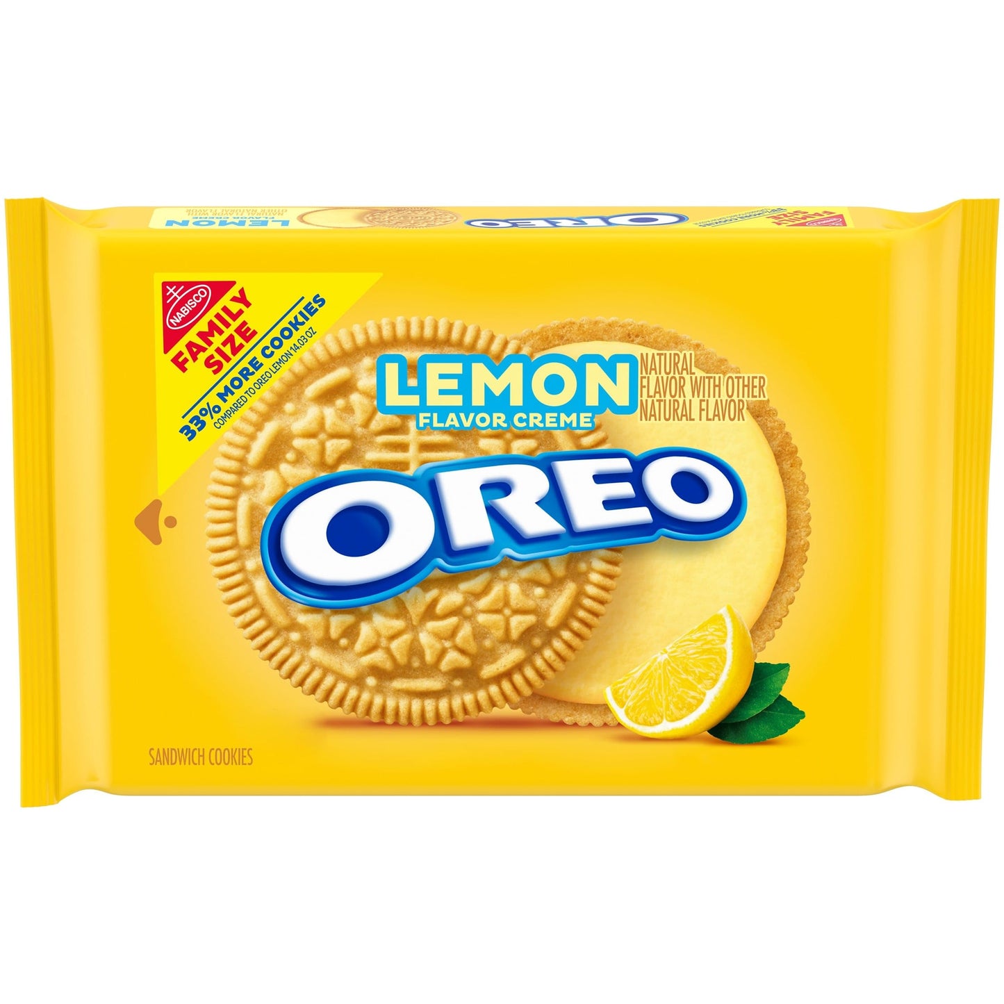 OREO Lemon Creme Sandwich Cookies, Family Size, 18.71 oz