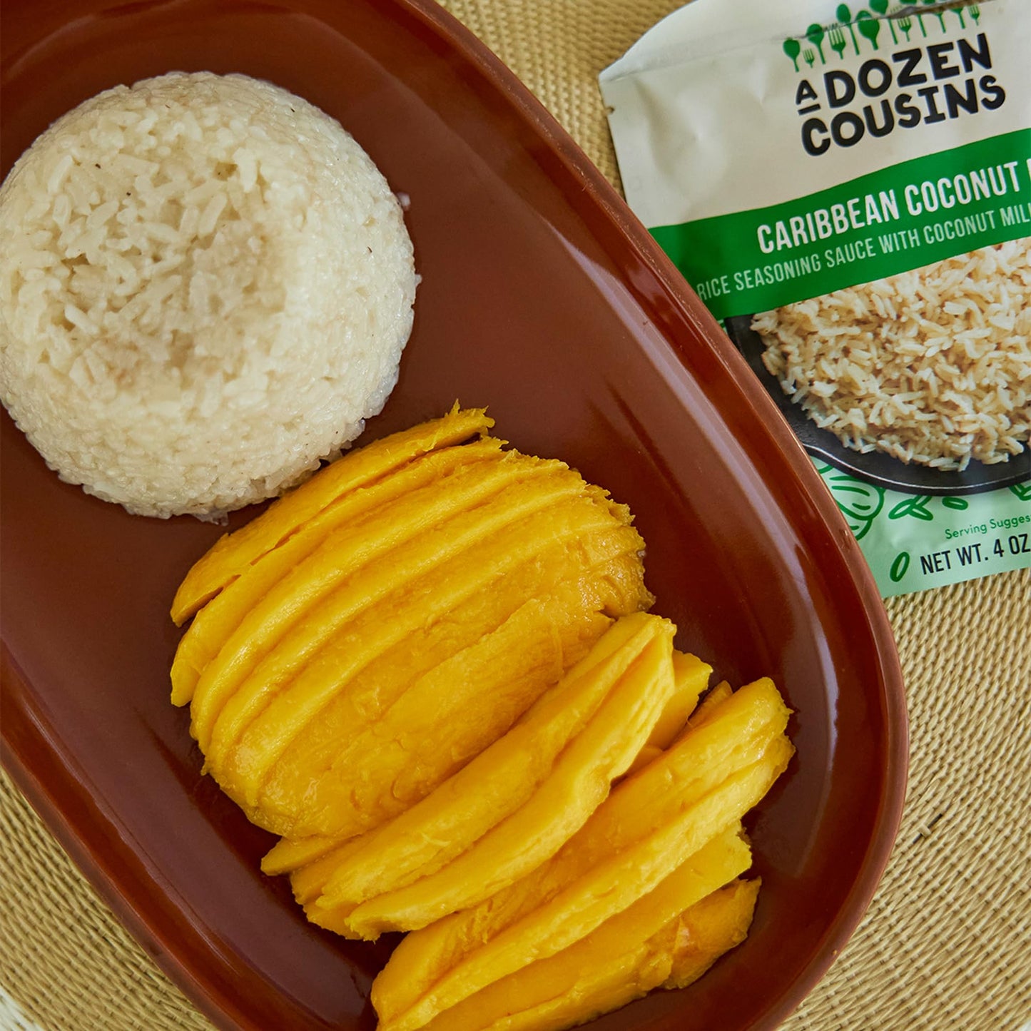 A Dozen Cousins Caribbean Coconut Rice Seasoning Sauce (10 Pack), Pour & Mix Coconut Rice Starter, Coconut Paste, Dried Coconut, Garlic, Spices