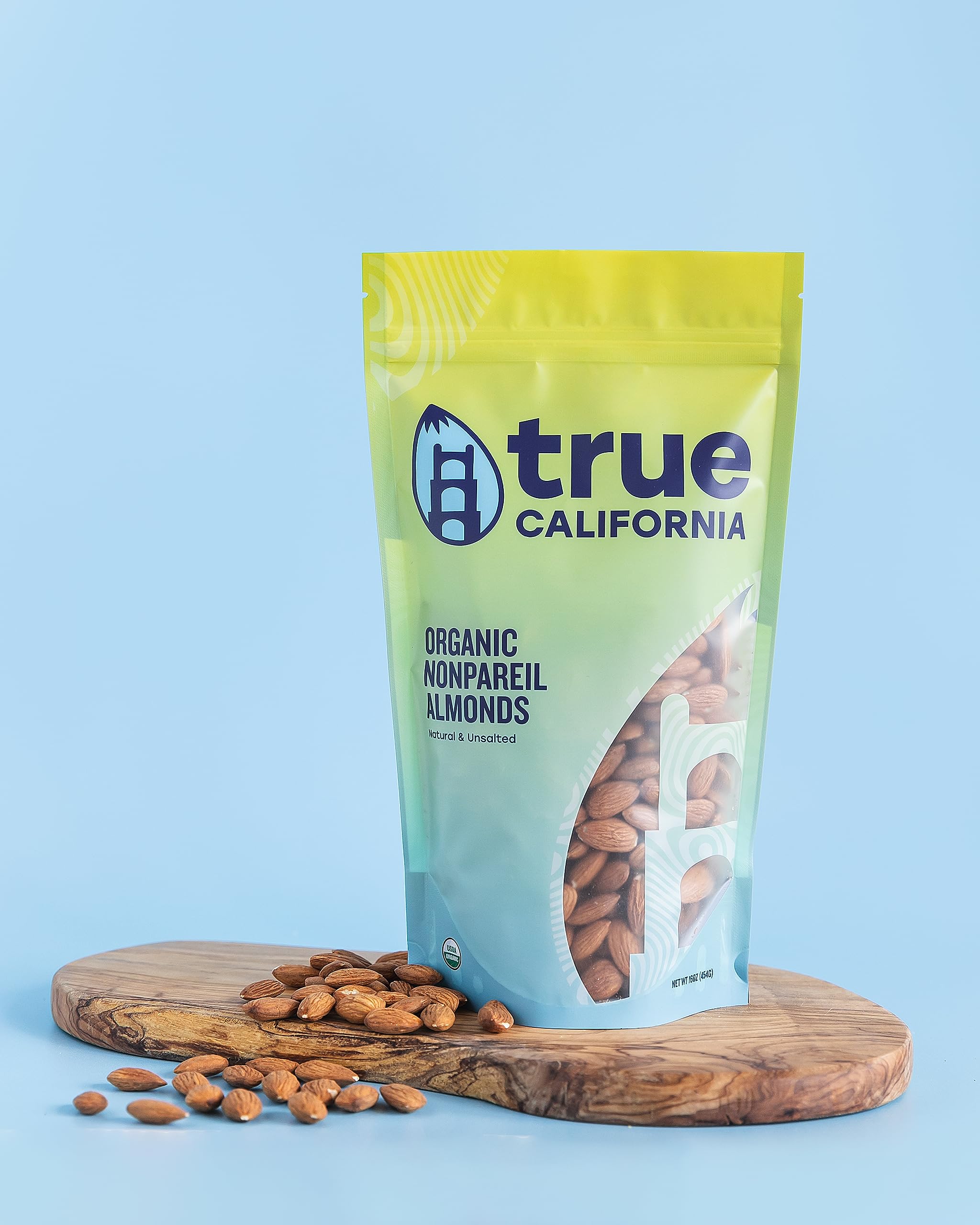 True California Organic Nonpareil Whole Almonds (1 LB x 2 Pack) Natural & Unsalted, Raw, Not Roasted, Shelled, Vegan & Gluten-Free