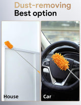 Microfiber Duster for Cleaning, Tukuos Hand Washable Dusters with 2pcs Replaceable Microfiber Head, Extendable Pole, Detachable Cleaning Supplies