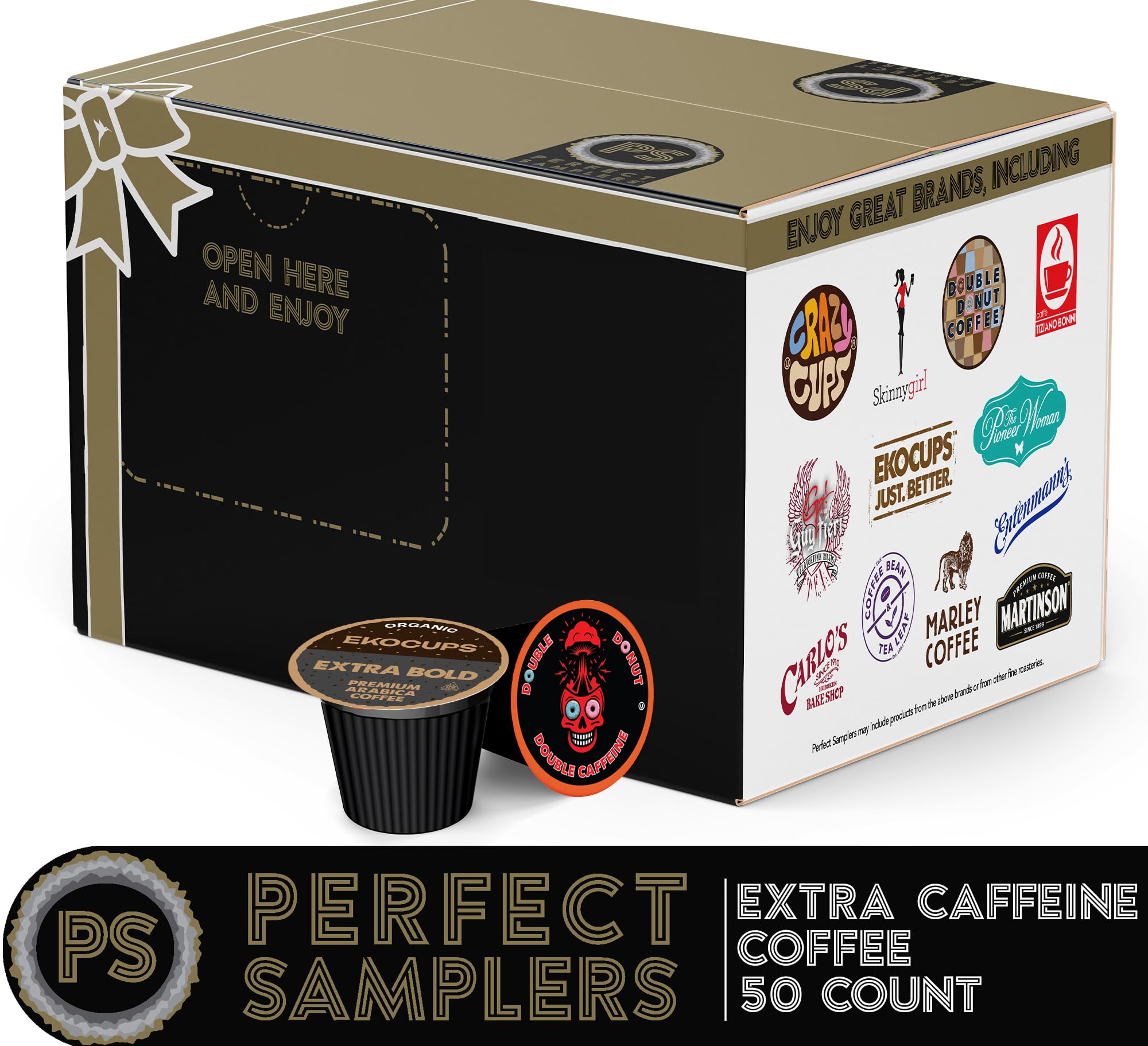 Perfect Samplers Strong Coffee Pods, Extra Bold High Caffeine Dark Roast Single Serve for Keurig K Cup Brewers, Rich, Smooth Variety Pack Sampler