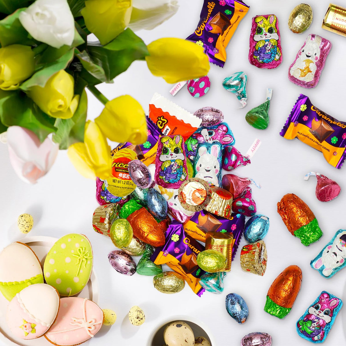 Bulk Easter Chocolate Candy Mix - 4 Pound Assorted Individually Wrapped Chocolate Candies Variety Pack For Easter Parties, Egg Hunts, Basket Fillers