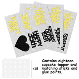 18pcs Black Gold Glitter Dessert Cupcake Pick for Straight Outta 1991 Cheer to 35 Years Old Theme Decor Supplies Happy 35th Birthday Party Decoration
