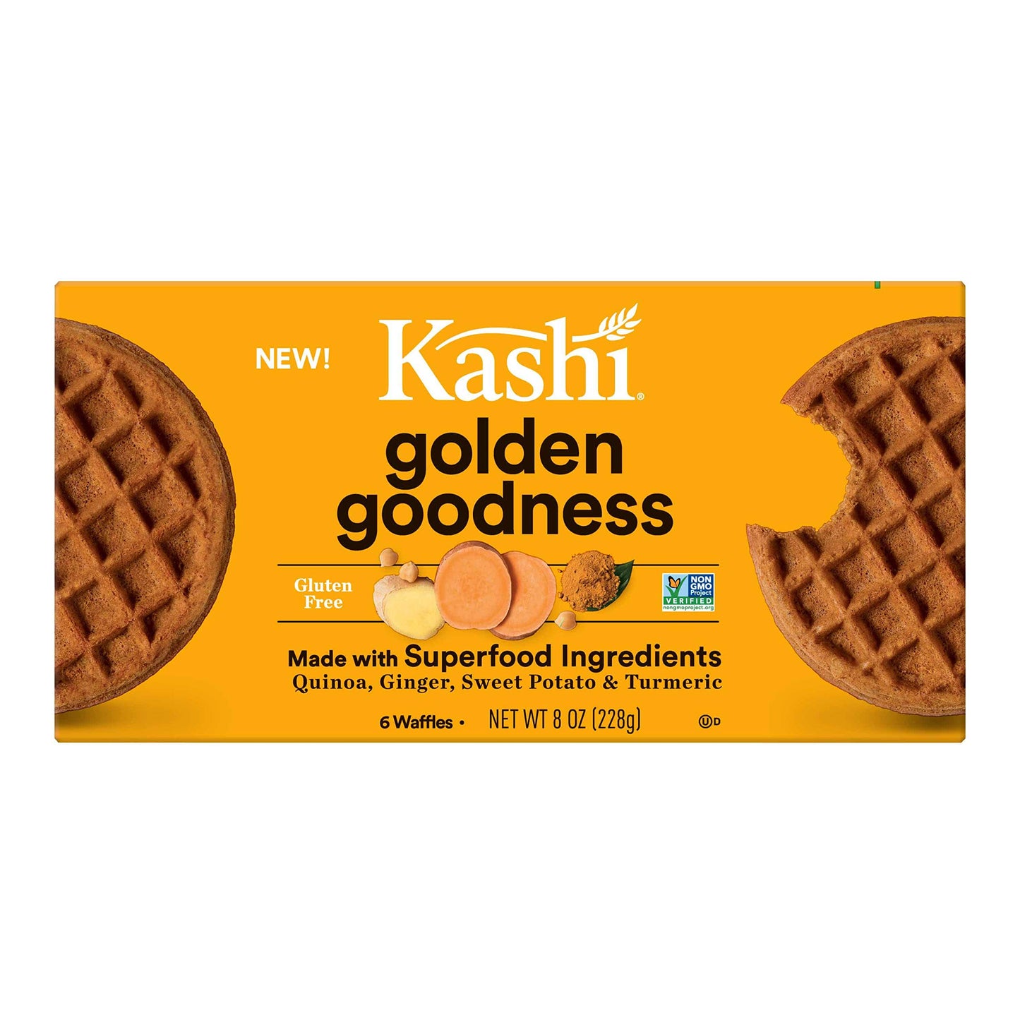 Kashi, Frozen Waffles, Golden Goddess, Gluten Free and Vegan, 8oz Box