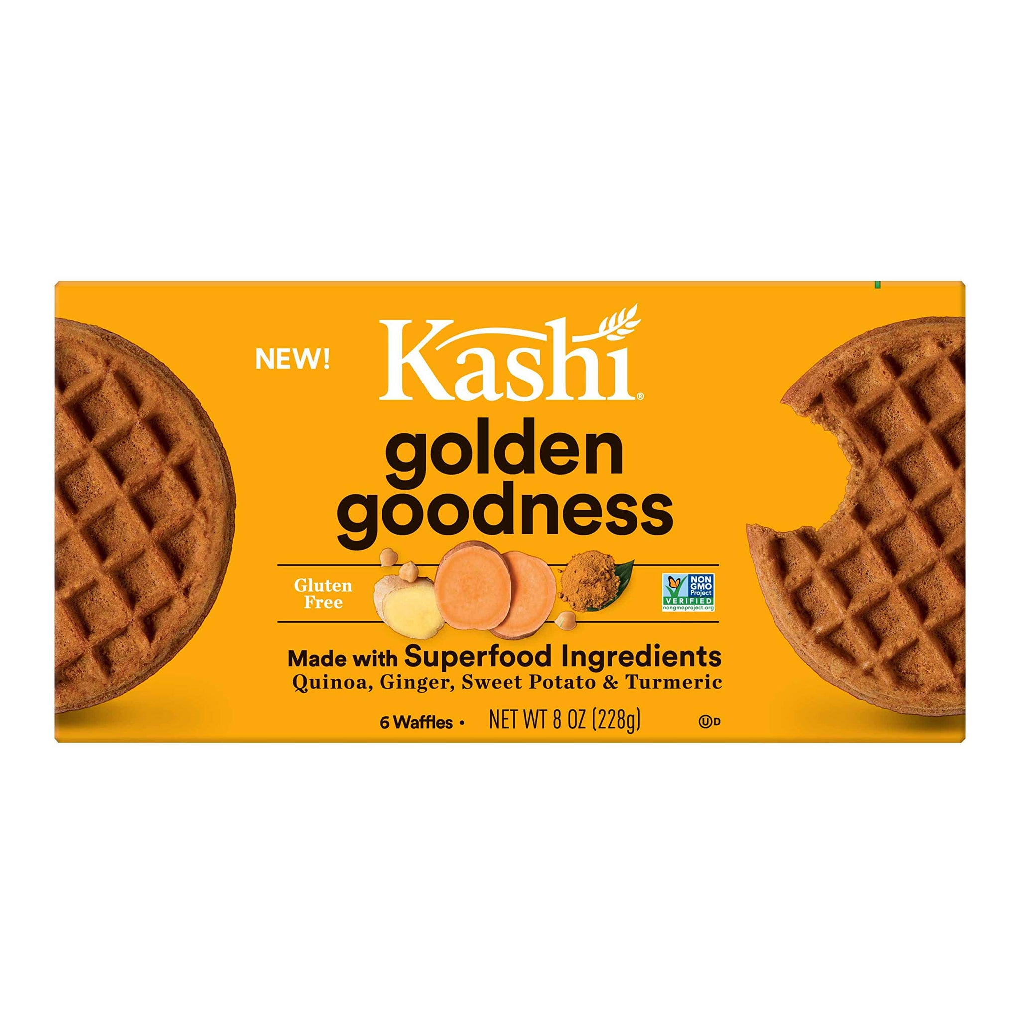 Kashi, Frozen Waffles, Golden Goddess, Gluten Free and Vegan, 8oz Box