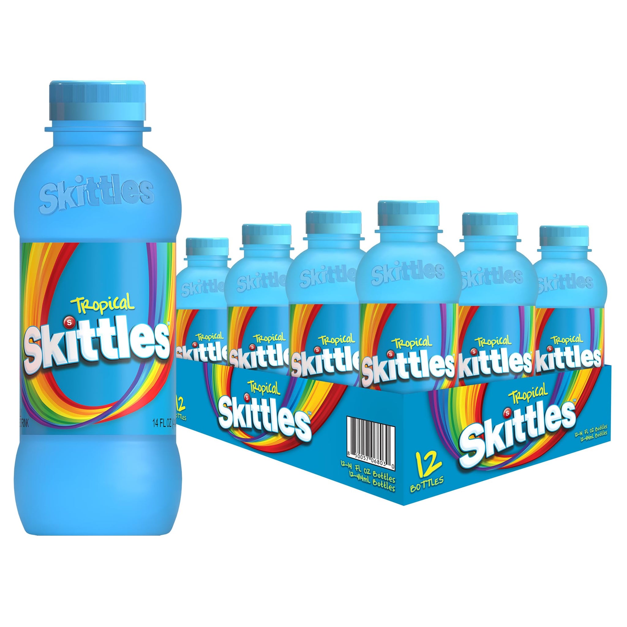 SKITTLES™ Candy Flavored Drink - Tropical Flavor | Bulk Candy Drinks with Fruity Flavors | 12 Fl oz. Bottles, Pack of 12